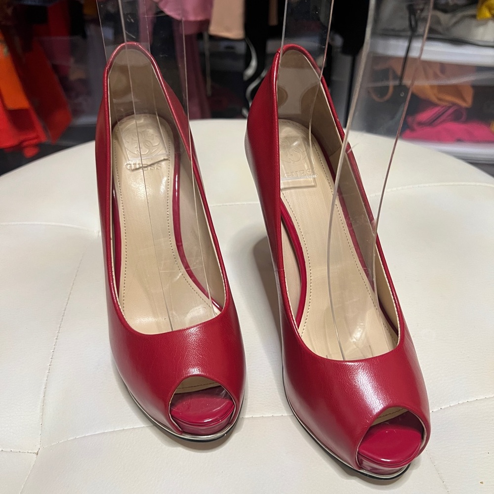 Elegant Red Peep-Toe Heels